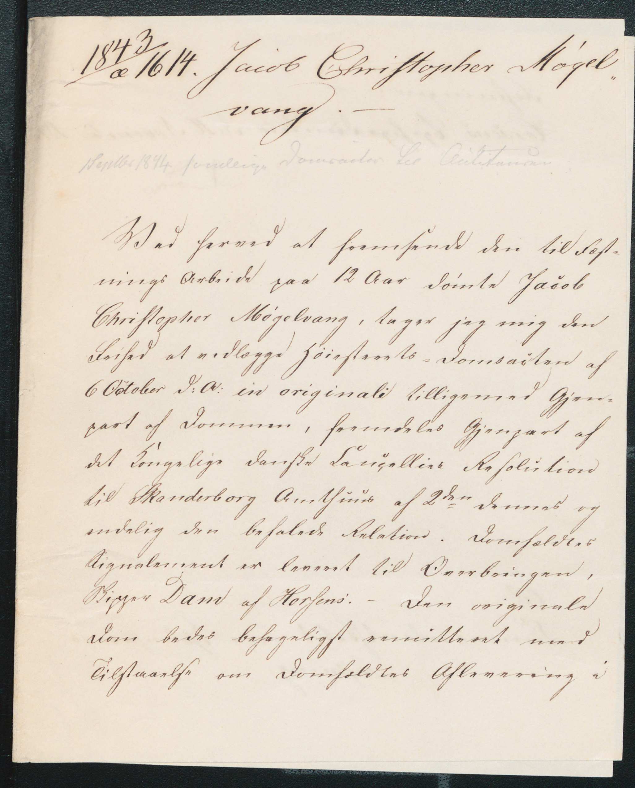 Københavns Stokhus; Ærlige og uærlige slavers domme og generalier 1824-1843, j.nr. 1843/1614, forside, 1843-11-16  (15314 KB)
16 nov. 1843 
(Klik på billedet for at se i fuld størrelse)